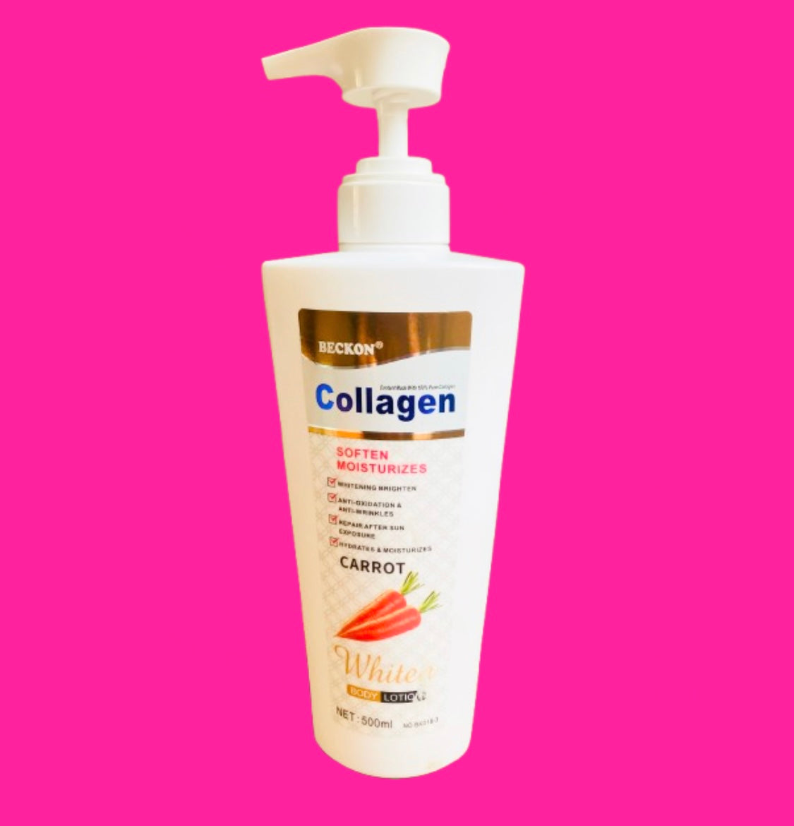 Lait Collagène Beckon à la carotte.